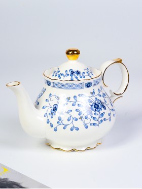 Blue Flower Design Porcelain Tea Pot With Gift Box